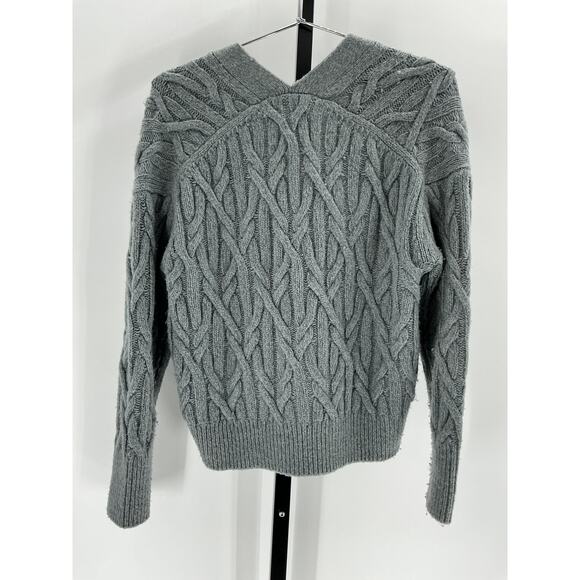 Vince Interlocking Grey Cable Cardigan Size XS - Picture 3 of 4